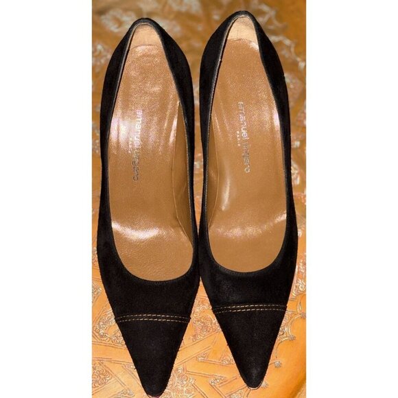Emanuel Ungaro Paris Women's Black Suede High Heeled Pumps US 10M Quiet Luxury - Picture 1 of 7